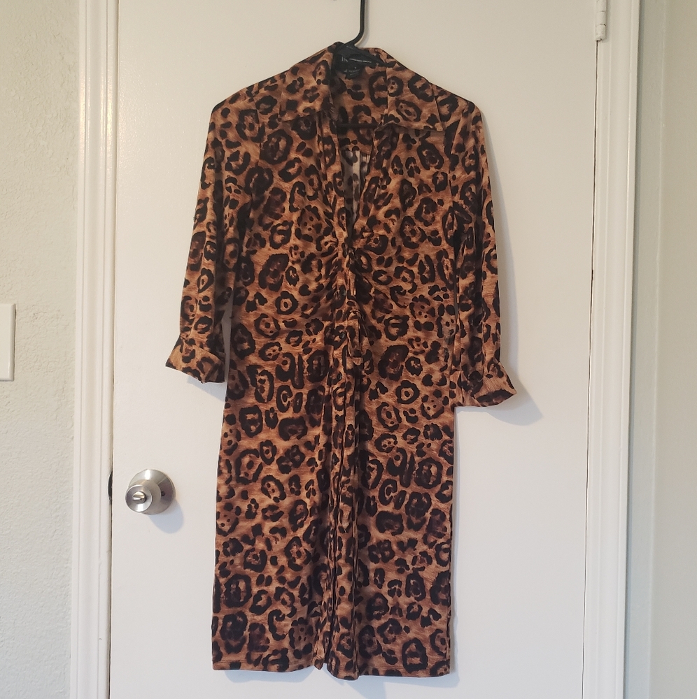 INC International Concepts Leopard Print Midi Shirt Dress size S - Picture 10 of 14